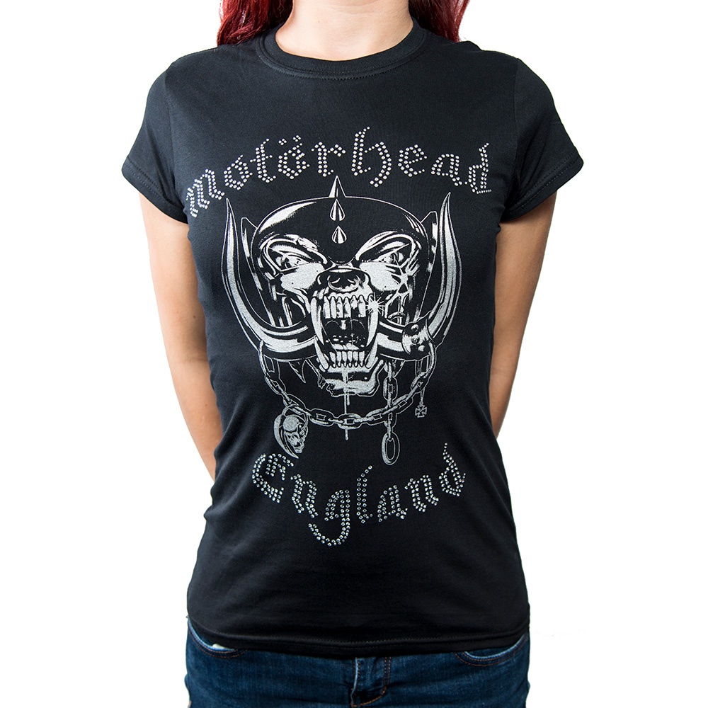 Motorhead Ladies Fashion Tee: England (Diamante) (Medium)