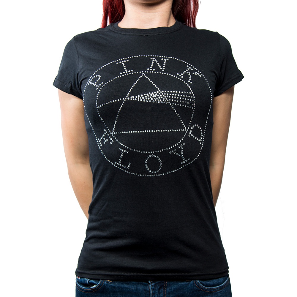 Pink Floyd Ladies Diamante T-Shirt: Circle Logo (Medium)