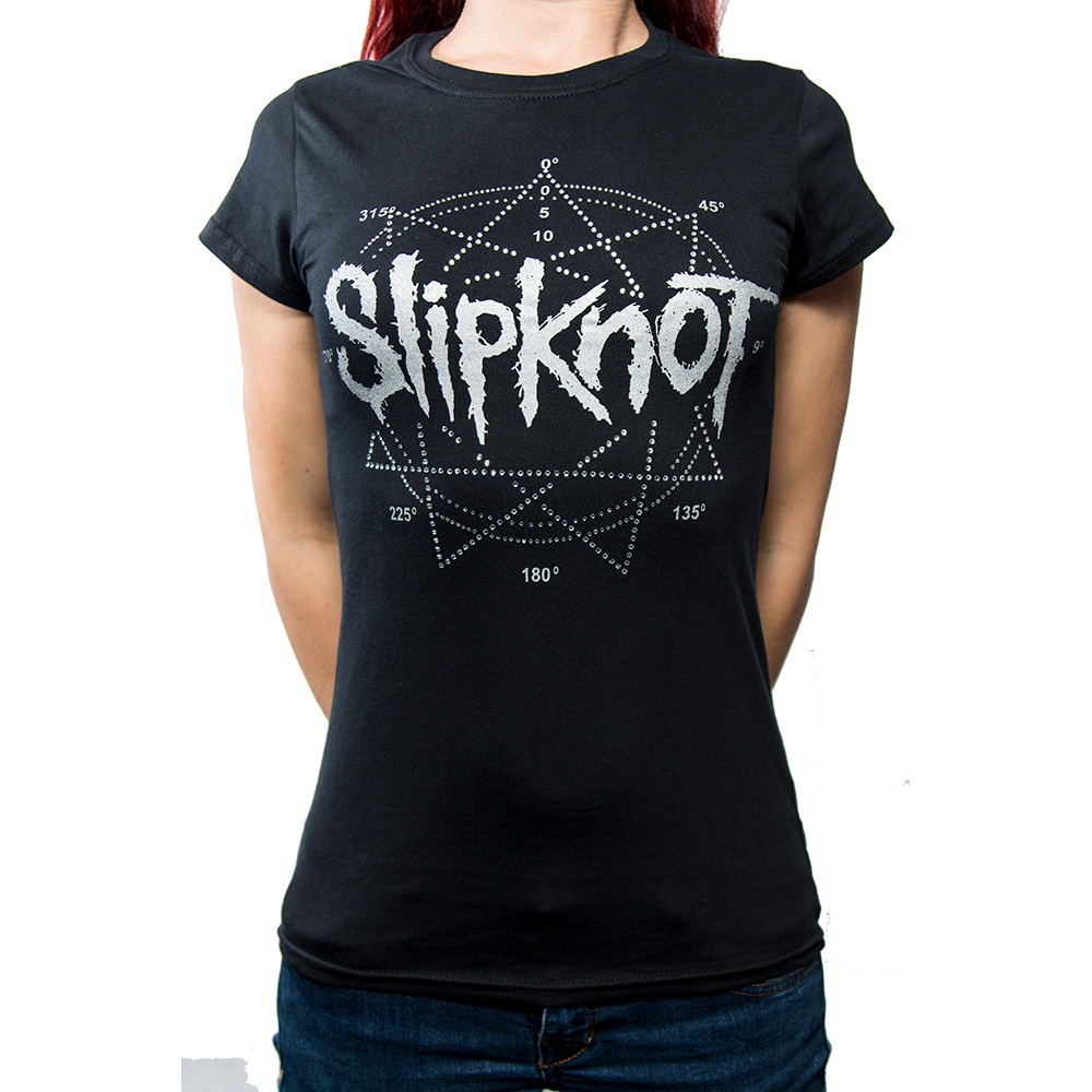 Slipknot Ladies Fashion Tee: Logo Star (Diamante) (Large)