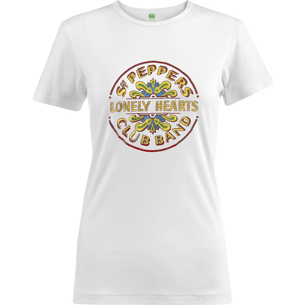 The Beatles Ladies T-Shirt: Sgt Pepper Drum Colour (Foiled) (Medium)