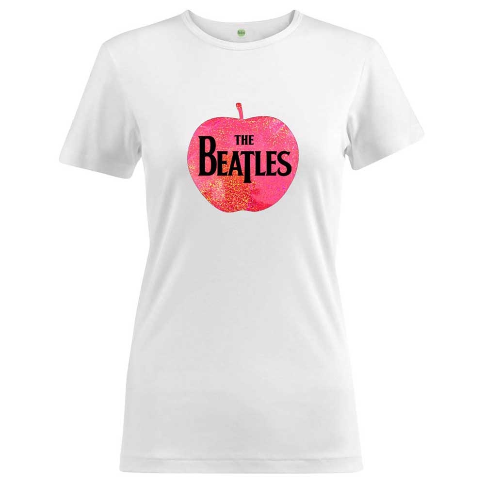 The Beatles Ladies T-Shirt: Apple Logo (Glitter Print) (X-Large)