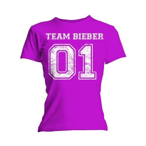 Justin Bieber Ladies T-Shirt: Team Bieber (Skinny Fit) (Large)