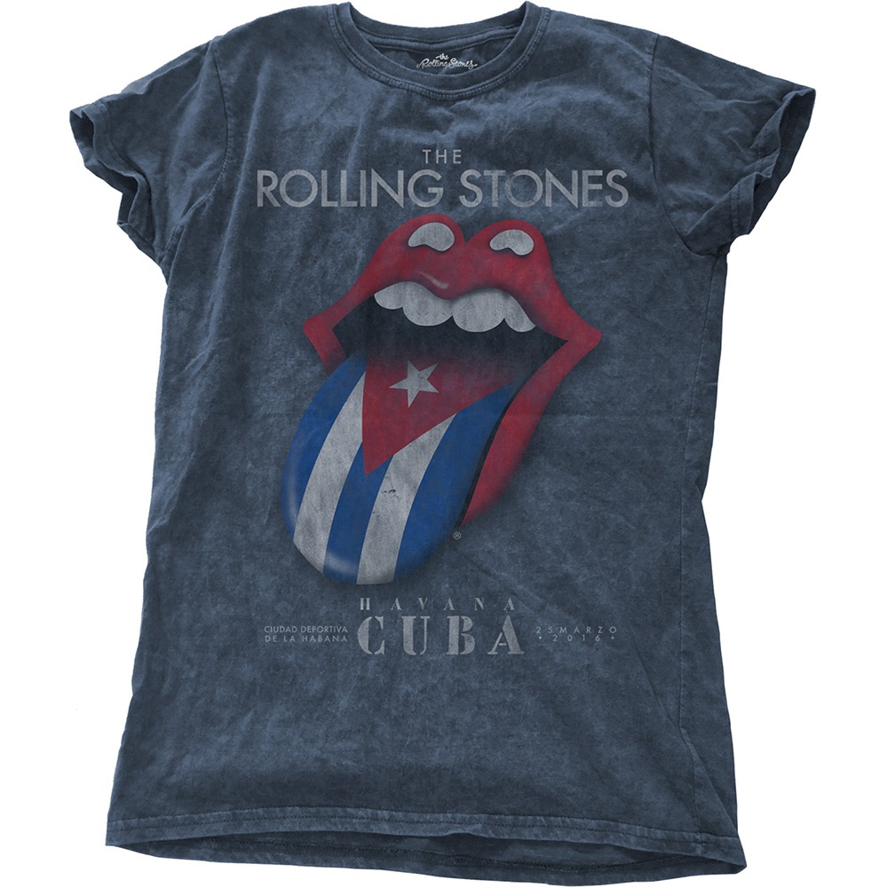The Rolling Stones Ladies Fashion Tee: Havana Cuba with Snow Wash Finishing (XX-Large)