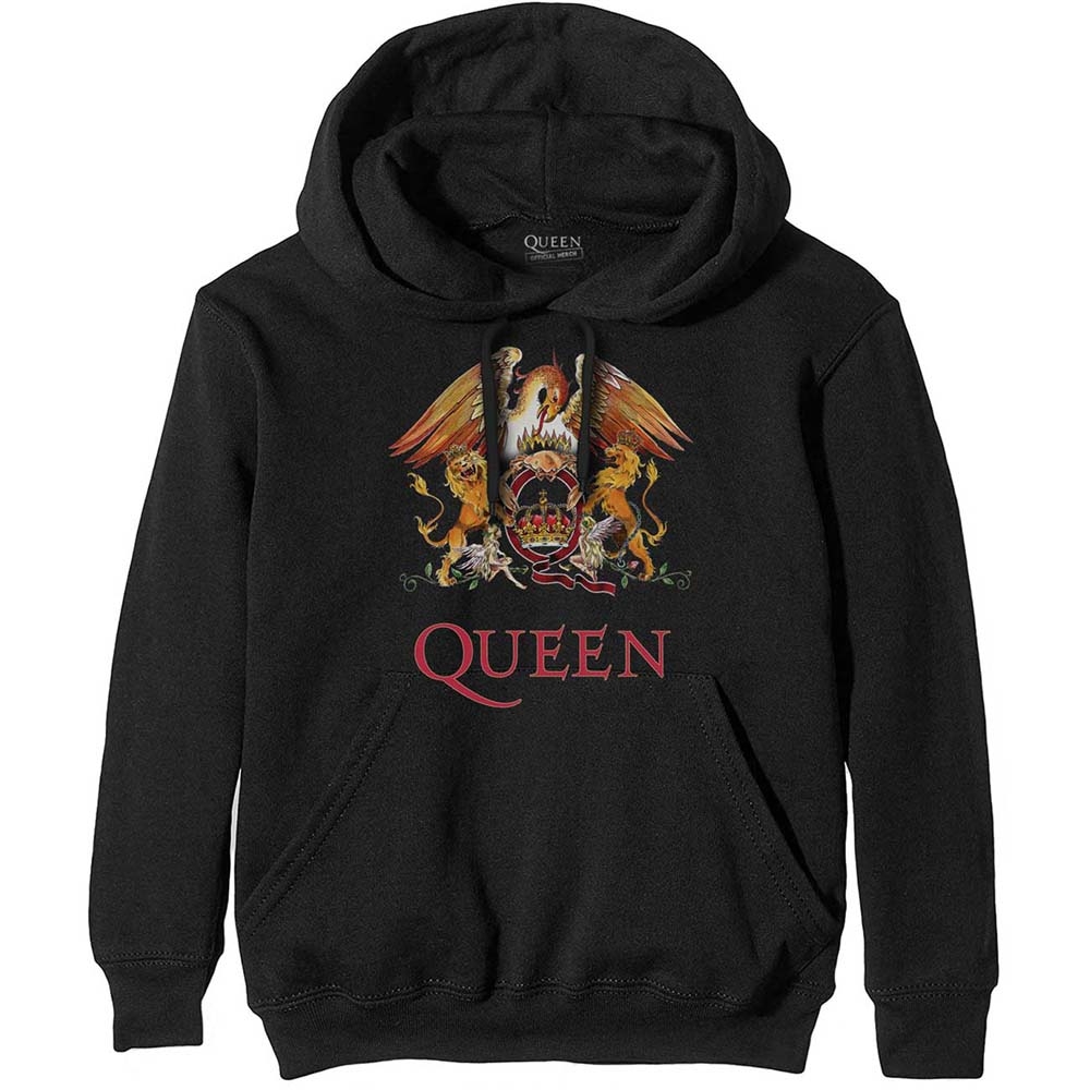 Queen Unisex Pullover Hoodie: Classic Crest (Large)