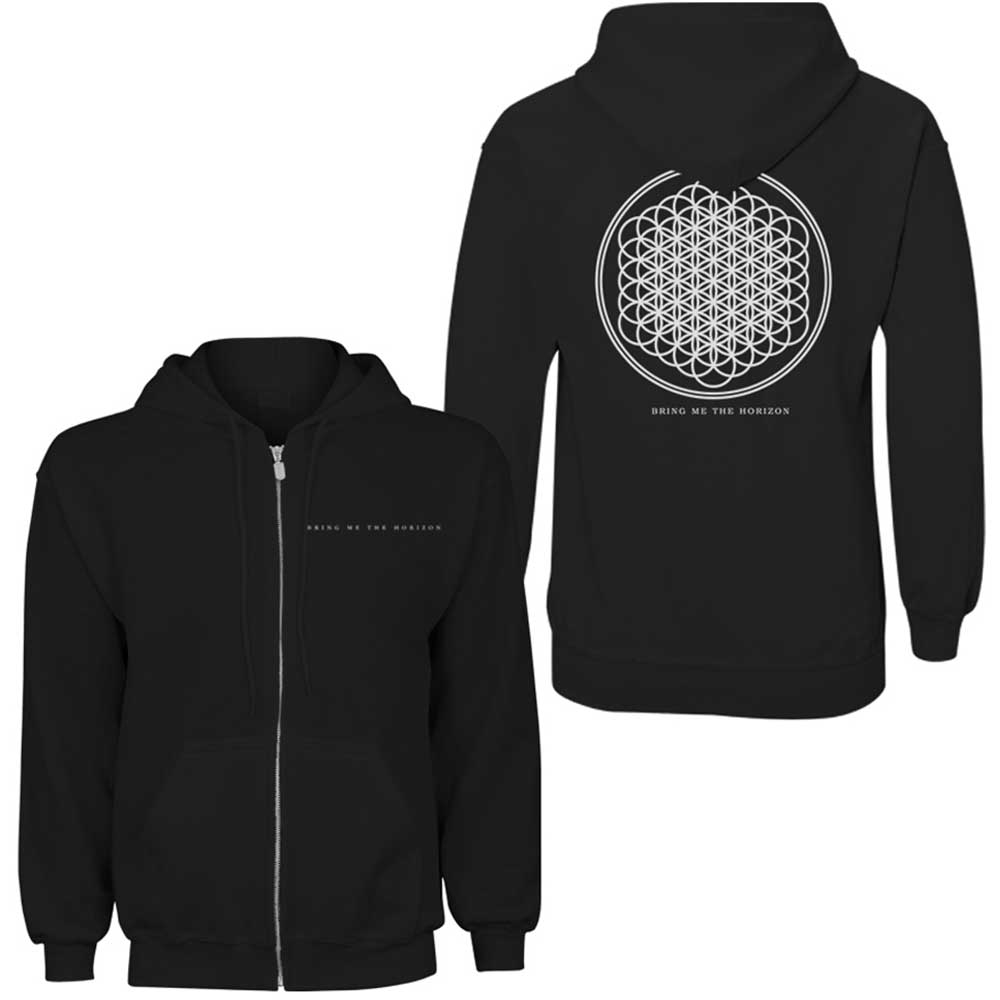 Bring Me The Horizon Unisex Zipped Hoodie: Flower of Life (Back Print) (Small)