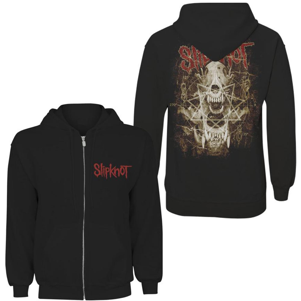 Slipknot Unisex Zipped Hoodie: Skull Teeth (Large) (Back Print)
