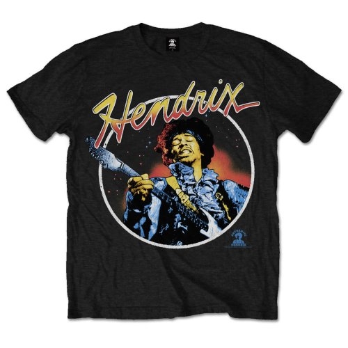 Jimi Hendrix Unisex T-Shirt: Script Circle (Large)