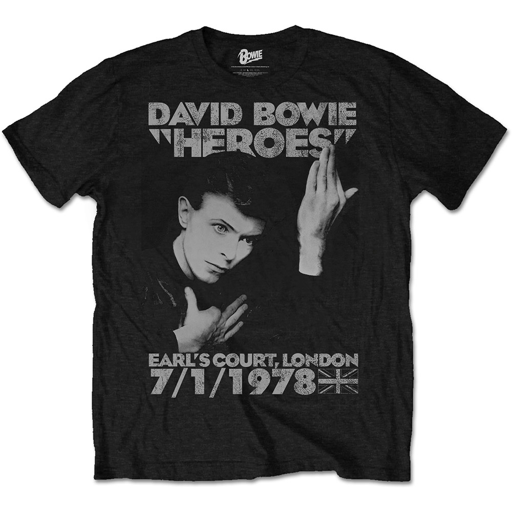 David Bowie Unisex T-Shirt: Heroes Earls Court (Large)