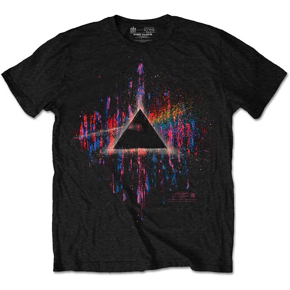 Pink Floyd Unisex T-Shirt: Dark Side of the Moon Pink Splatter (Medium)