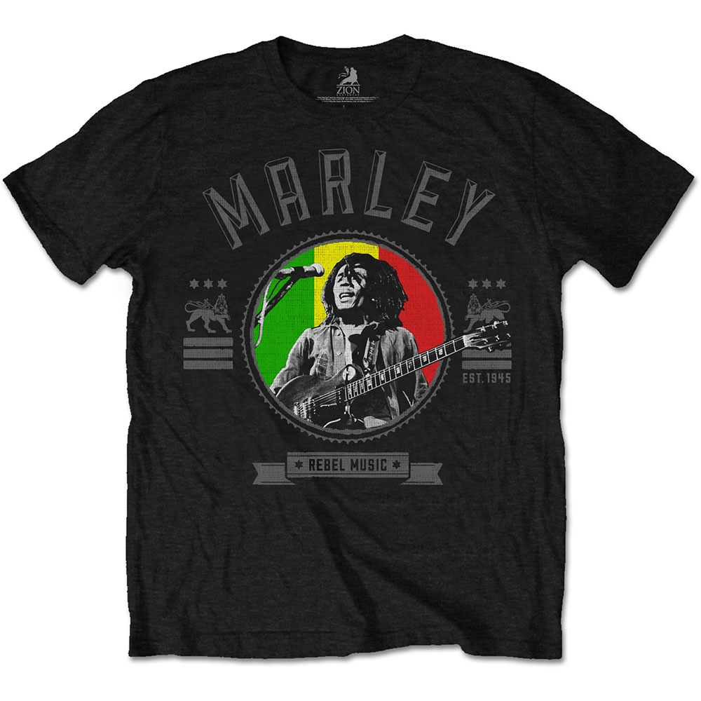 Bob Marley Unisex T-Shirt: Rebel Music Seal (Large)