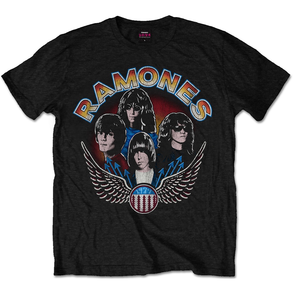 Ramones Unisex T-Shirt: Vintage Wings Photo (Large)