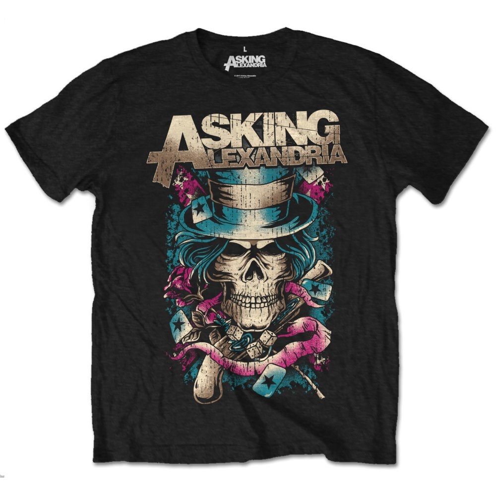 Asking Alexandria Unisex T-Shirt: Hat Skull (Retail Pack) (XX-Large)