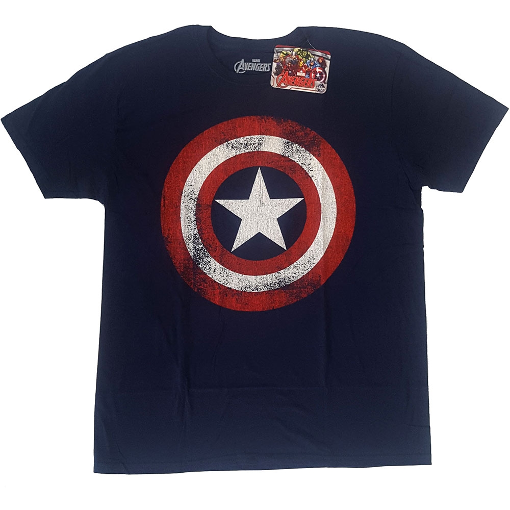 Marvel Comics Unisex T-Shirt: Captain America Distressed Shield (Medium)