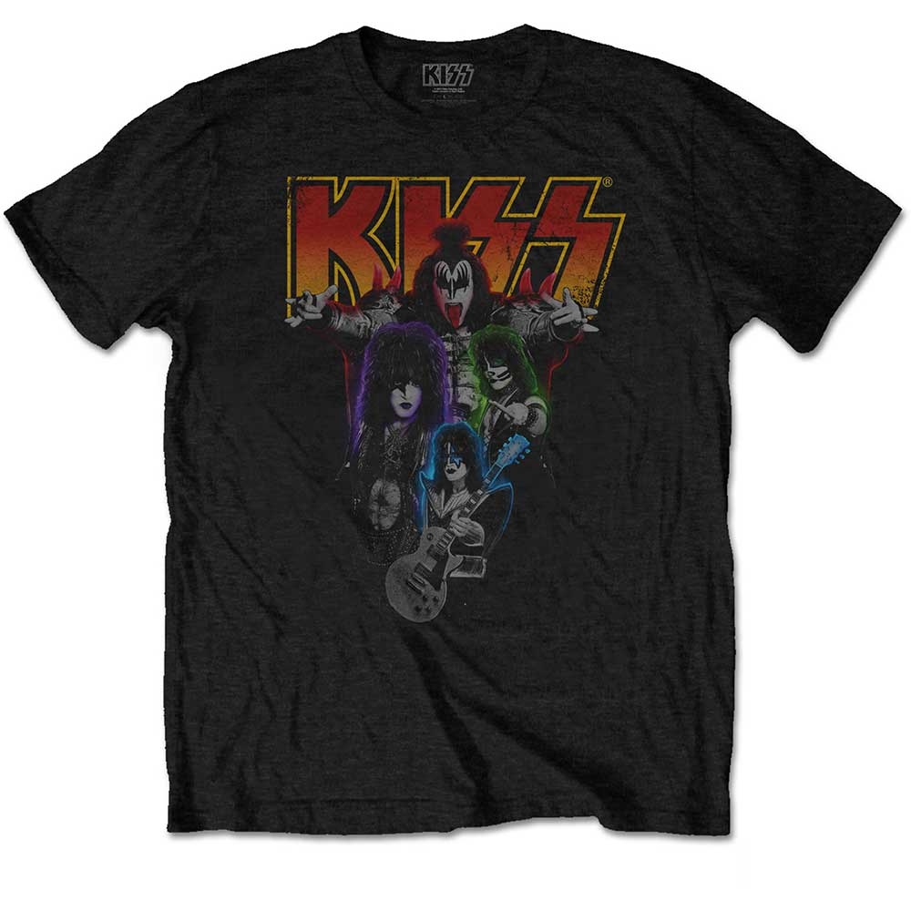 KISS Unisex T-Shirt: Neon Band (Small)