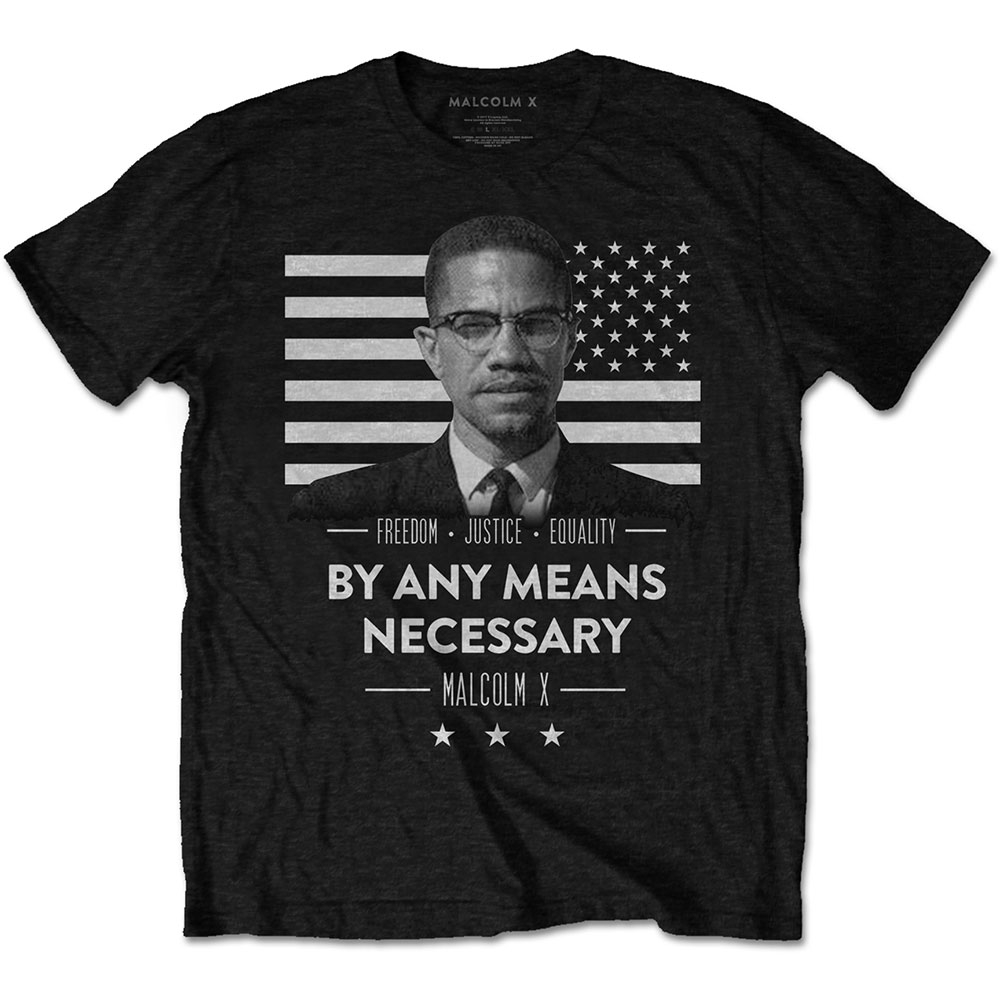 Malcolm X Unisex T-Shirt: By Any Means Necessary (Medium)
