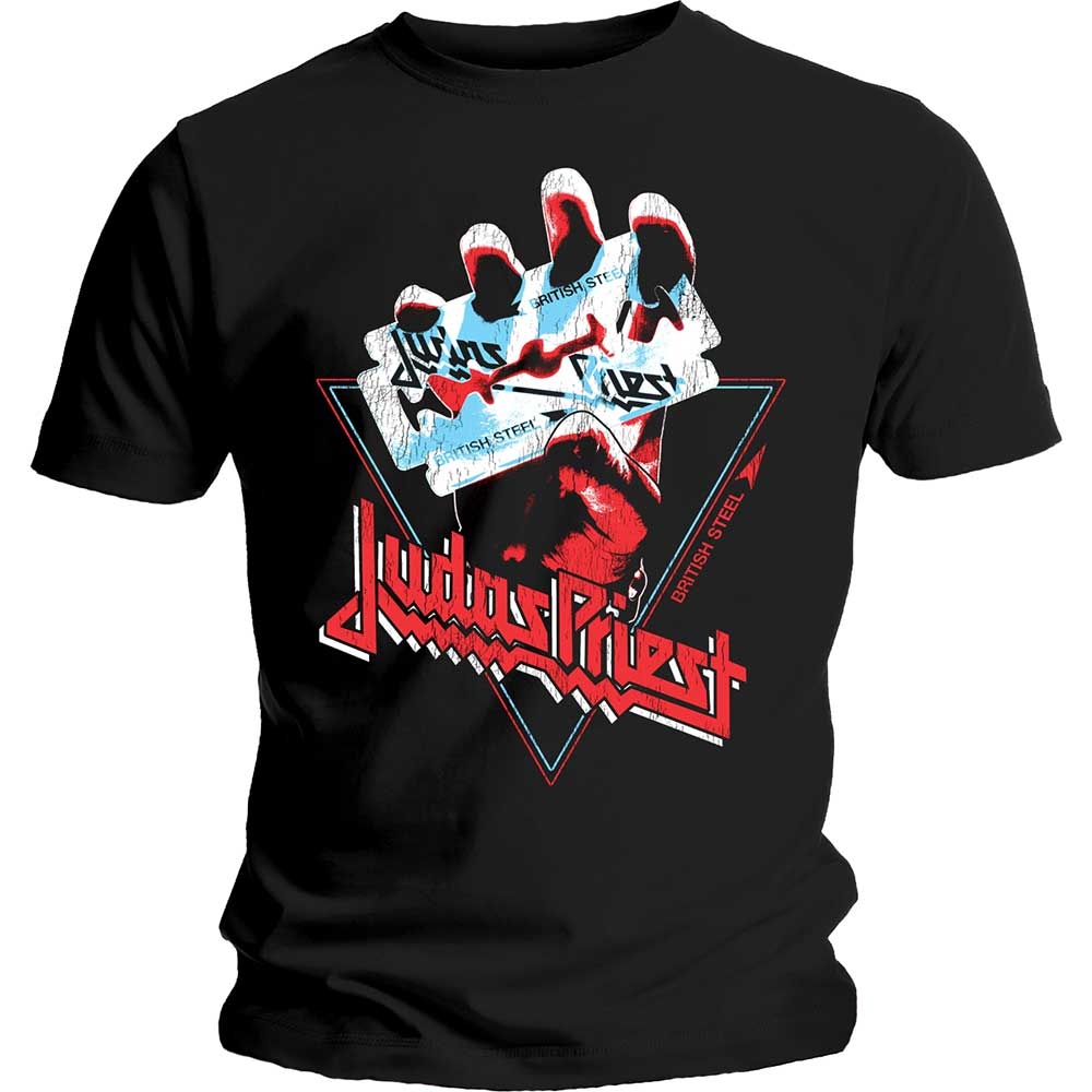 Judas Priest Unisex T-Shirt: British Steel Hand Triangle (Medium)