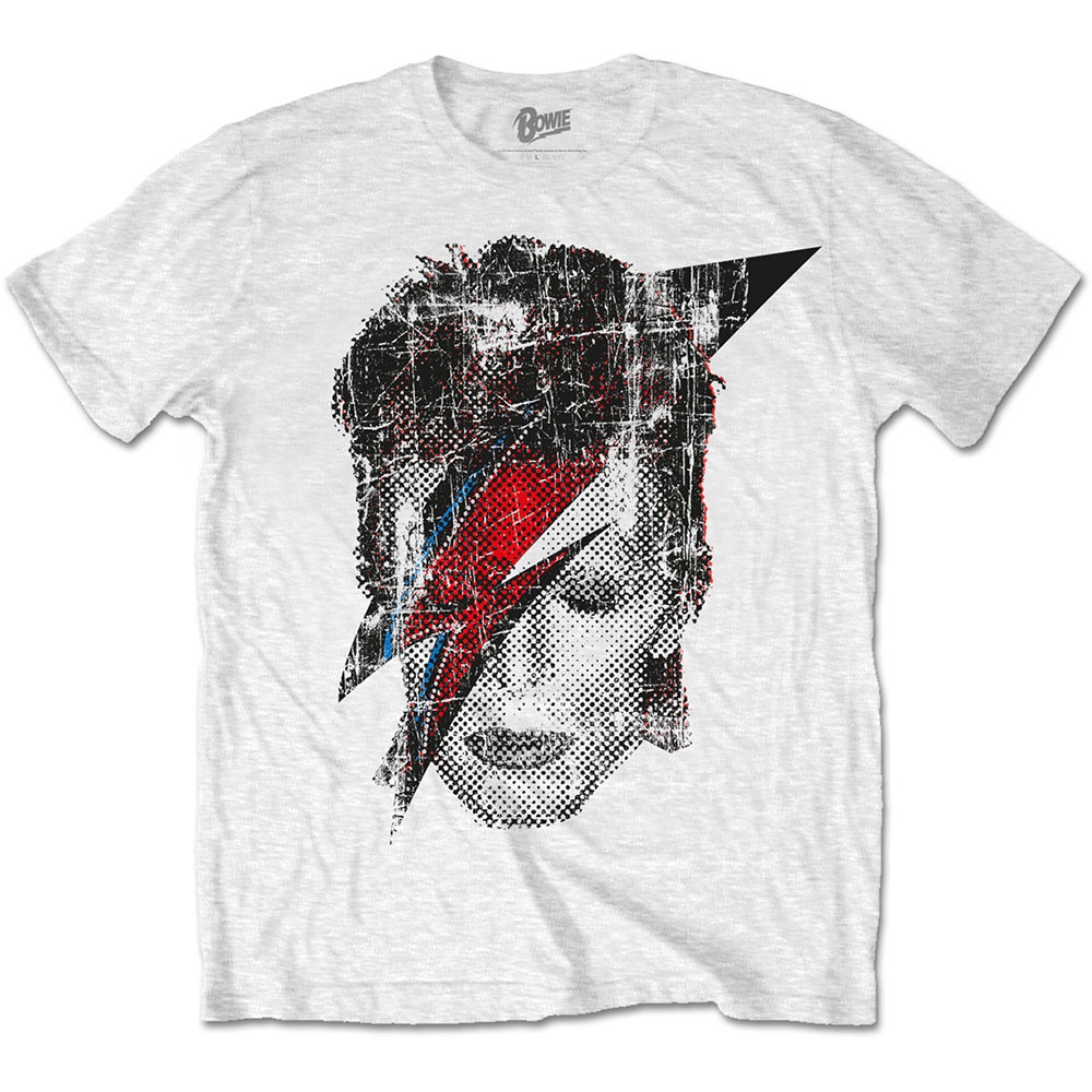 David Bowie Unisex T-Shirt: Halftone Flash Face (X-Large)