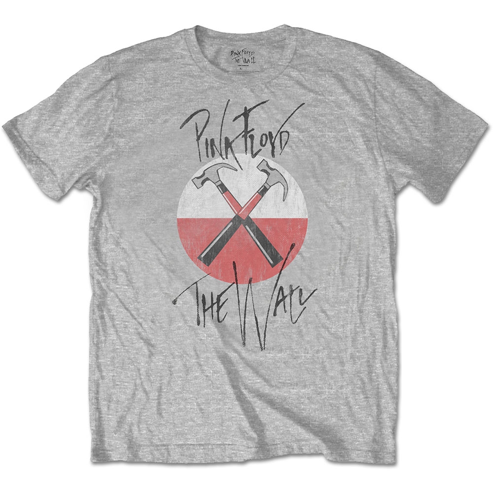 Pink Floyd Unisex T-Shirt: The Wall Faded Hammers Logo (X-Large)