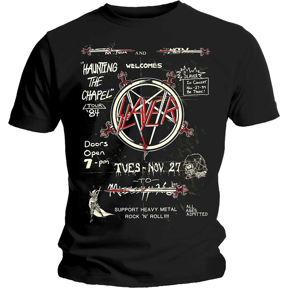 Slayer Unisex T-Shirt: Haunting 84 Flier (X-Large)