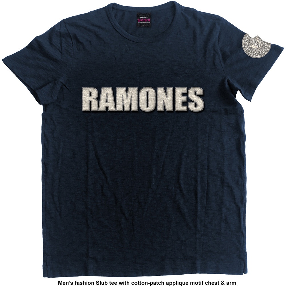 Ramones Unisex Applique T-Shirt: Logo & Presidential Seal (Small)