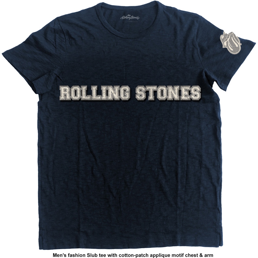 The Rolling Stones Unisex Applique T-Shirt: Logo & Tongue (Medium)
