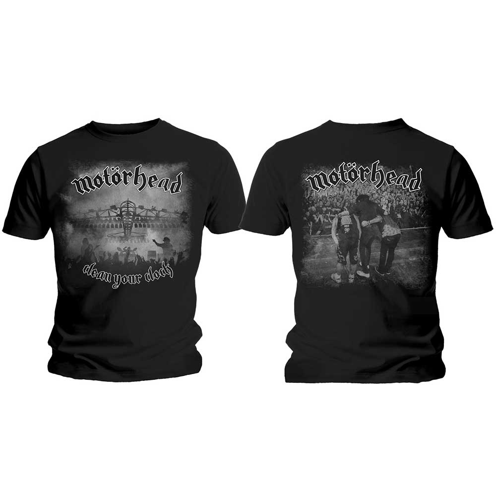 Motorhead Unisex T-Shirt: Clean Your Clock B&W (Back Print) (XX-Large)