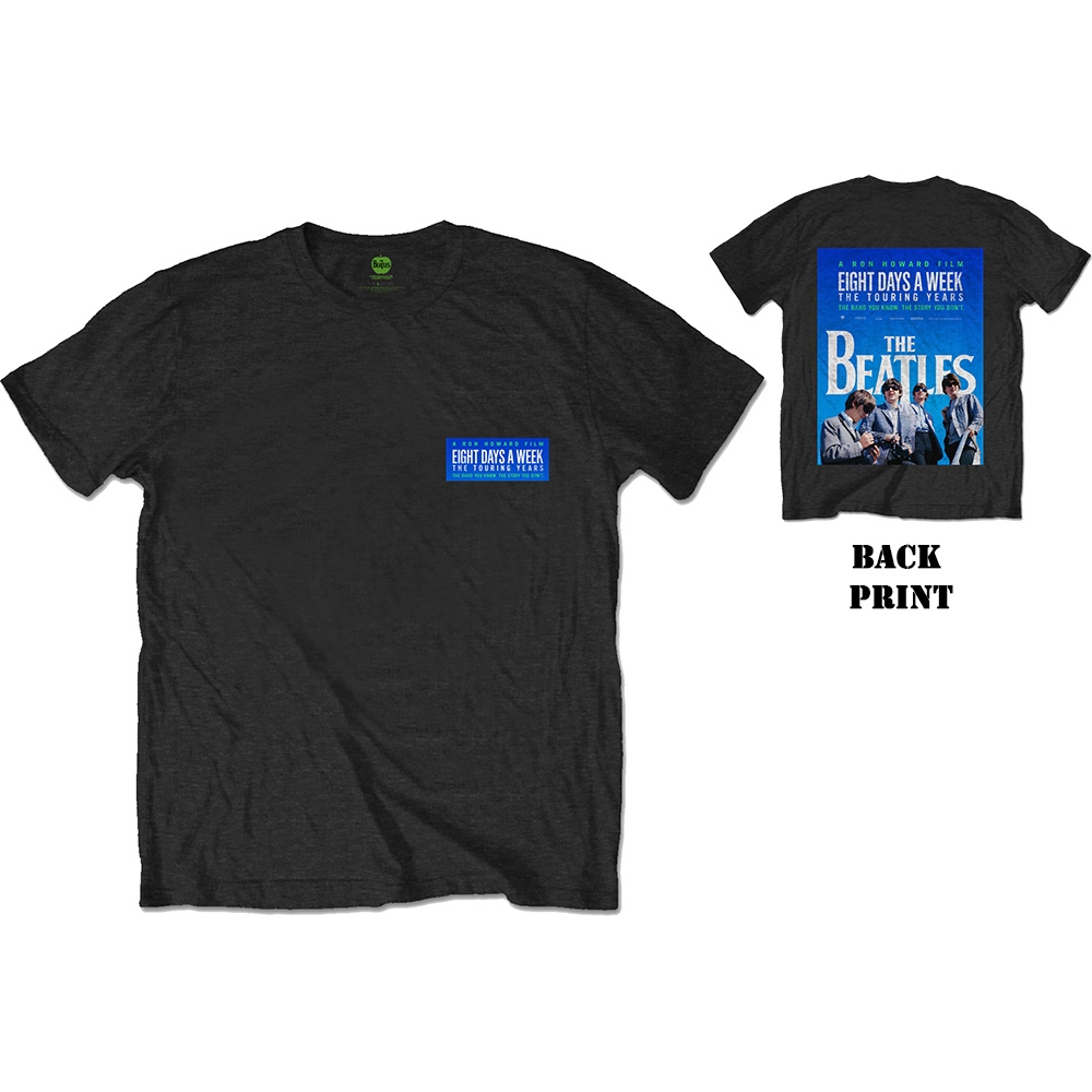 The Beatles Unisex T-Shirt: 8 Days A Week Movie Poster (Back Print) (Small)