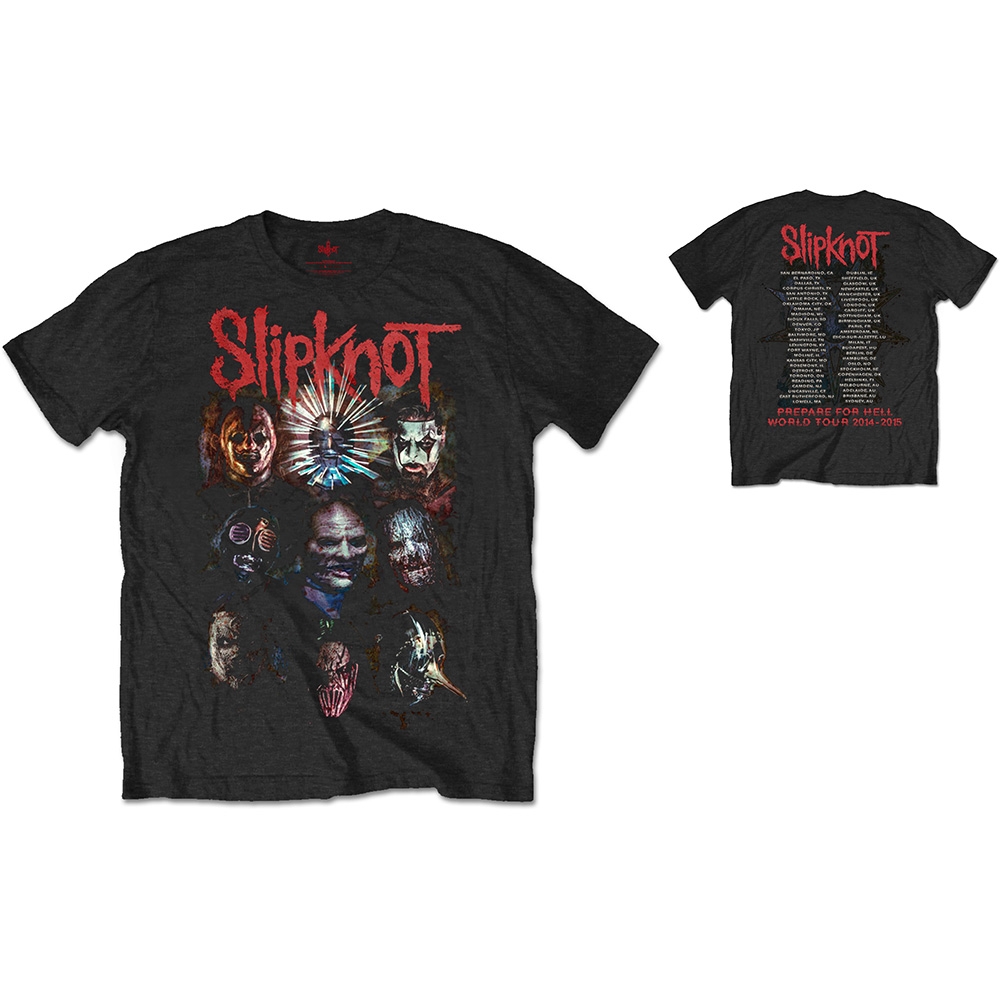 Slipknot Unisex T-Shirt: Prepare for Hell 2014-2015 Tour (Back Print) (Medium)
