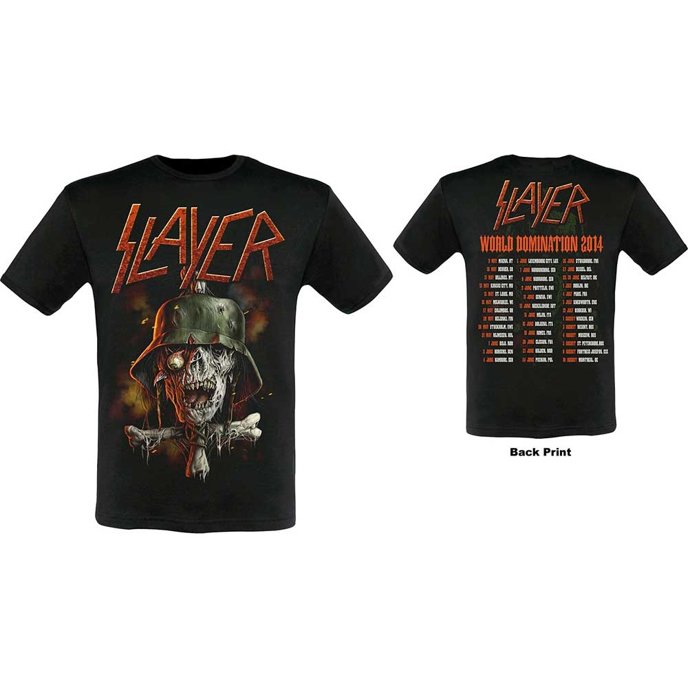 Slayer Unisex T-Shirt: Soldier Cross 2014 Dates (Back Print/Ex. Tour) (Small)