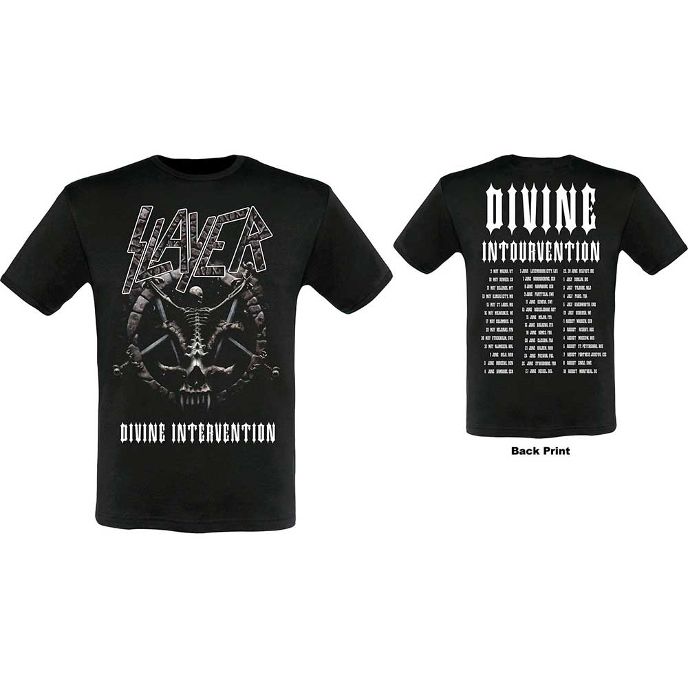 Slayer Unisex T-Shirt: Divine Intervention 2014 Dates (Back Print/Ex. Tour) (XX-Large)