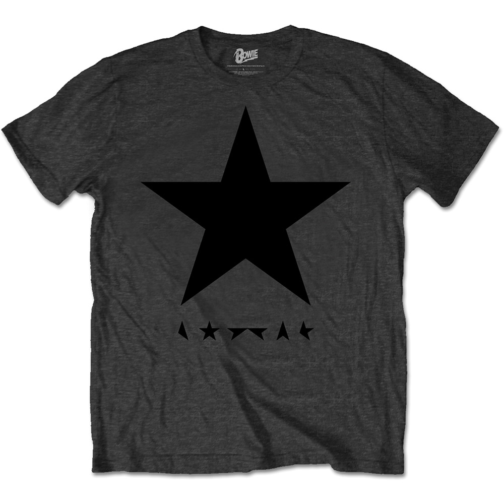 David Bowie Unisex T-Shirt: Blackstar (on Grey) (Small)
