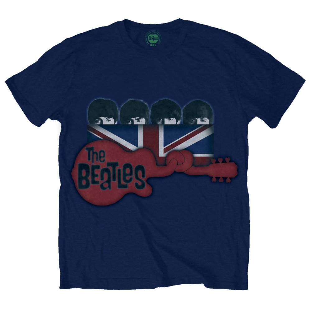 The Beatles Unisex T-Shirt: Guitar & Flag (X-Large)