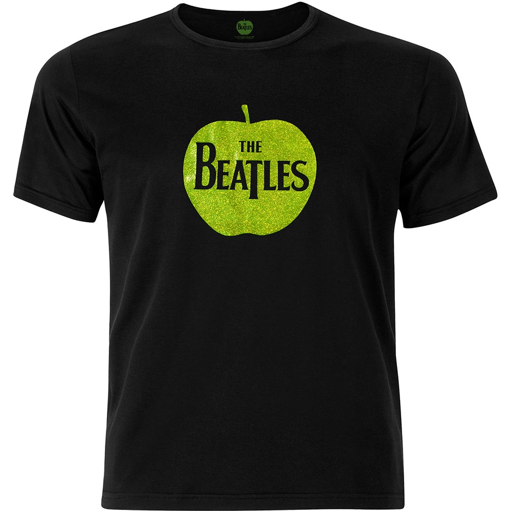 The Beatles Unisex T-Shirt: Apple Logo (Sparkle Gel) (Small)