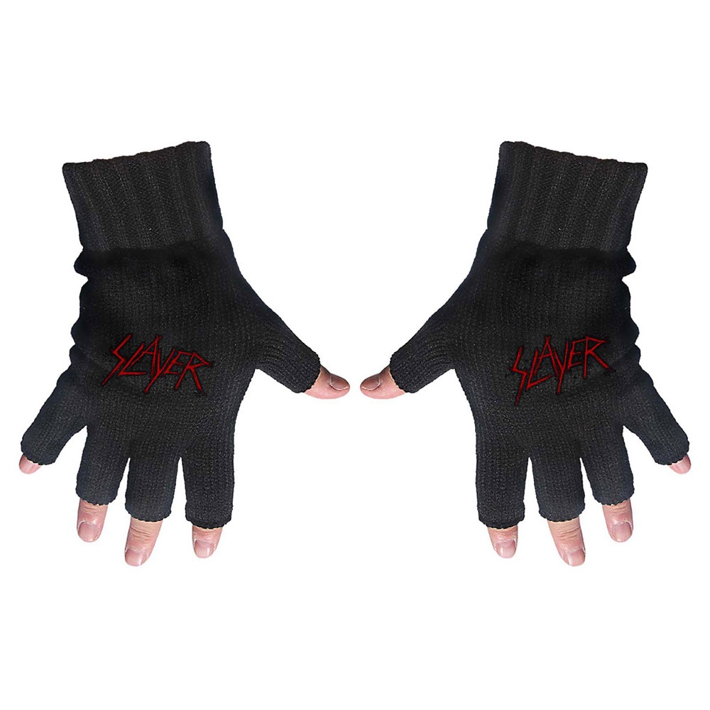 Slayer Unisex Fingerless Gloves: Scratched Logo
