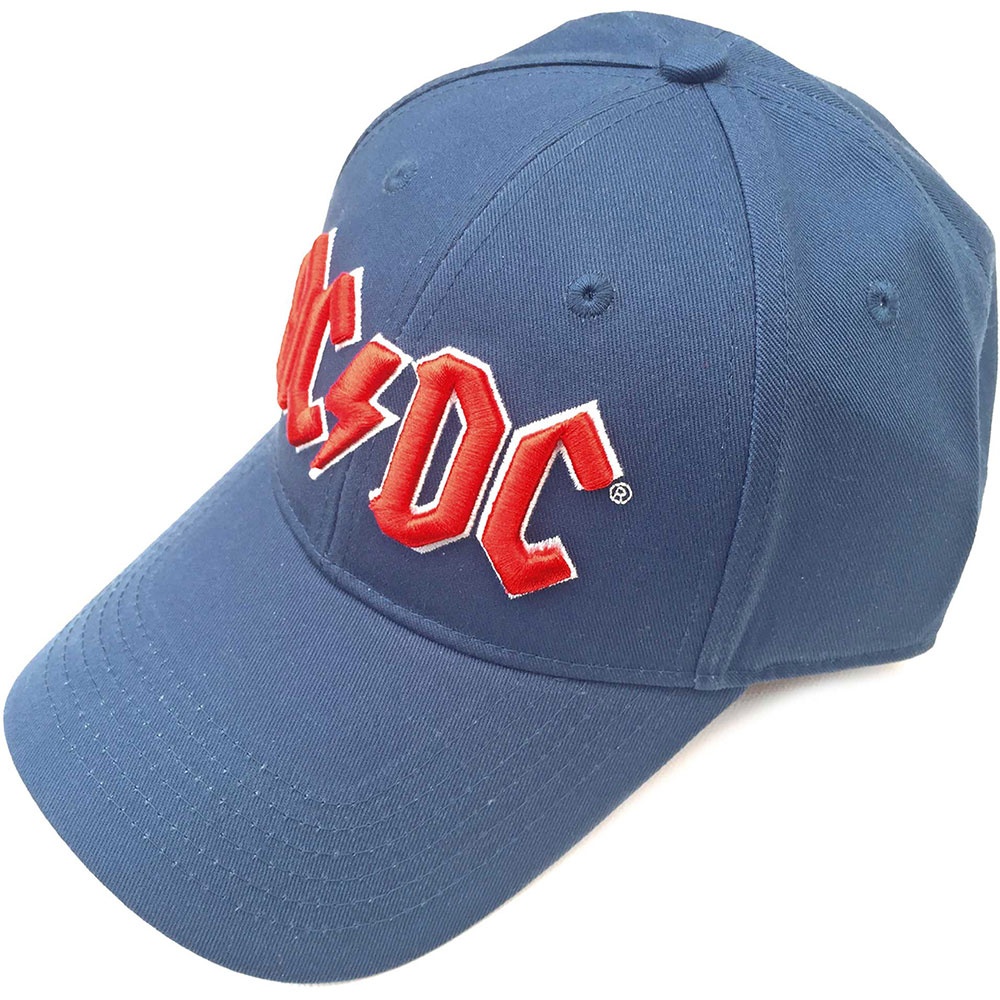 AC/DC Unisex Baseball Cap: Red Logo (Denim