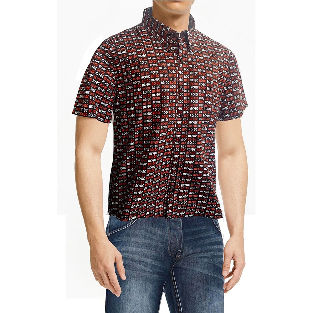 AC/DC Unisex Casual Shirt: Logo (All Over Print) (Large)