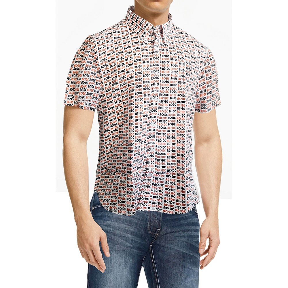 AC/DC Unisex Casual Shirt: Logo (All Over Print) (XX-Large)