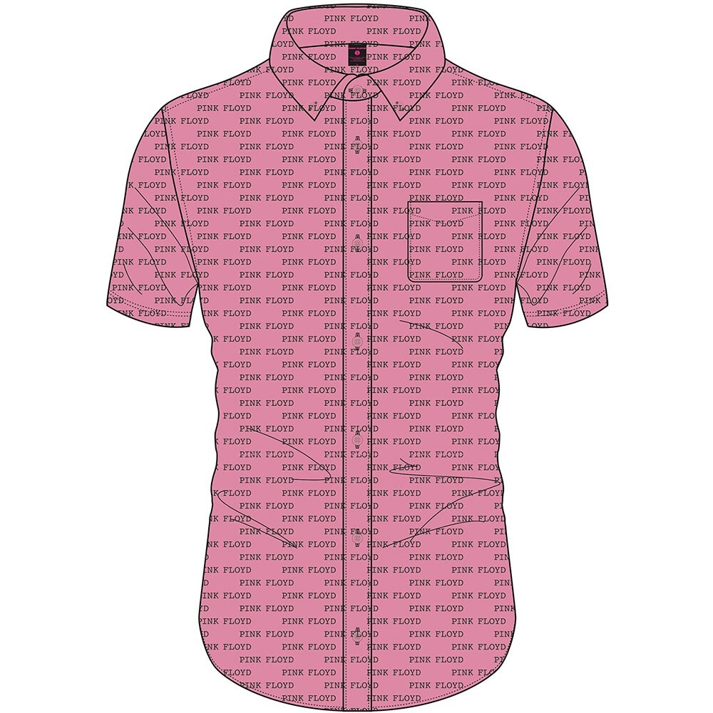 Pink Floyd Unisex Casual Shirt: Courier Pattern (All Over Print) (X-Large)