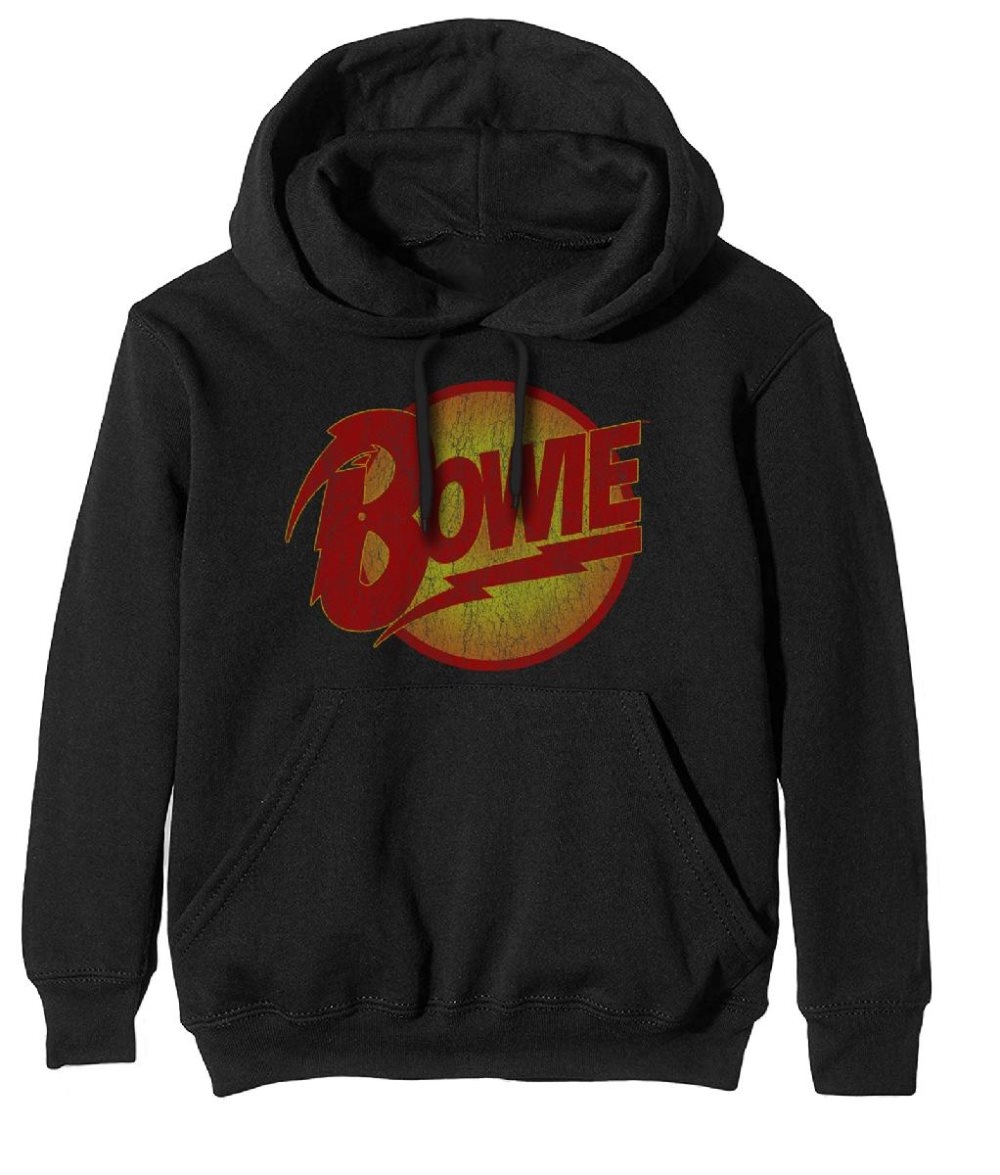 David Bowie Unisex Pullover Hoodie: Vintage Diamond Dogs Logo (Medium)