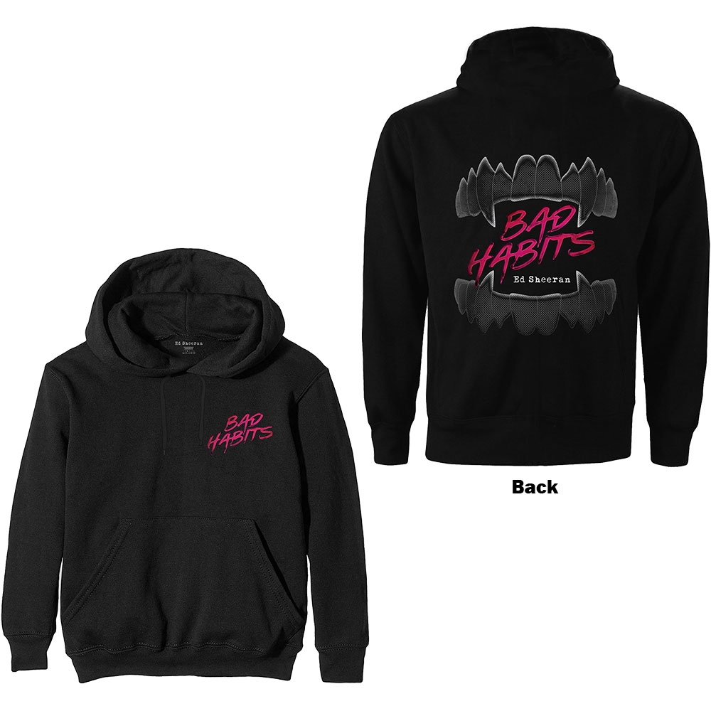 Ed Sheeran Unisex Pullover Hoodie: Bad Habits (Back Print) (X-Large)