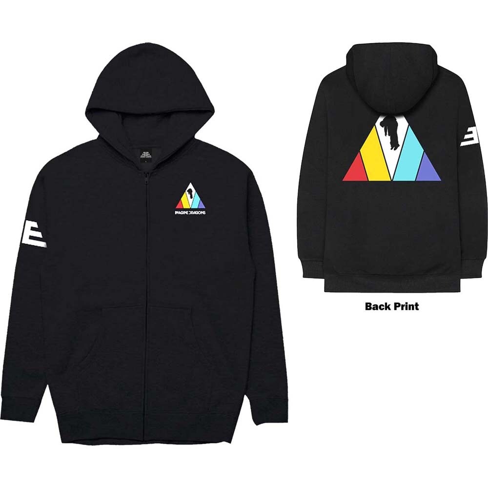 Imagine Dragons Unisex Zipped Hoodie: Triangle (Back Print) (X-Large)