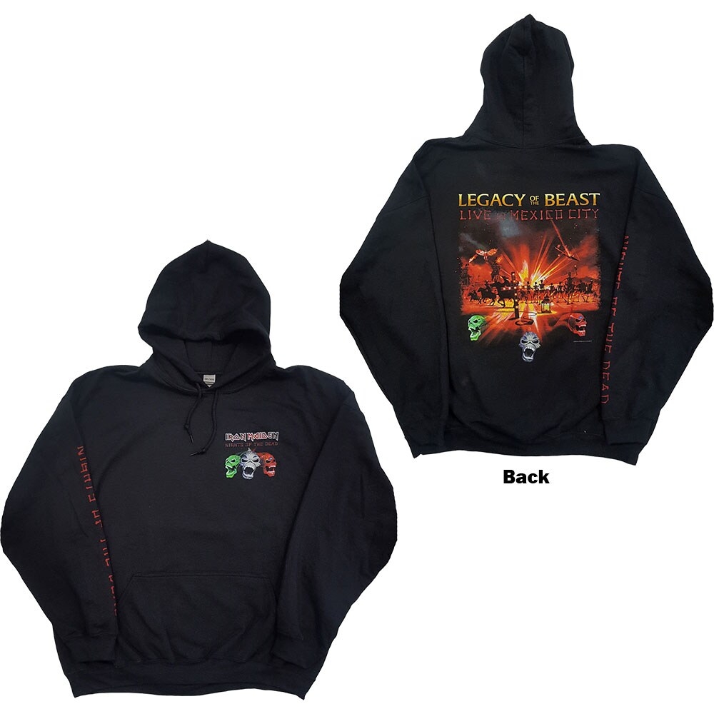 Iron Maiden Unisex Pullover Hoodie: Nights Of The Dead (Arm & Back Print) (Small)