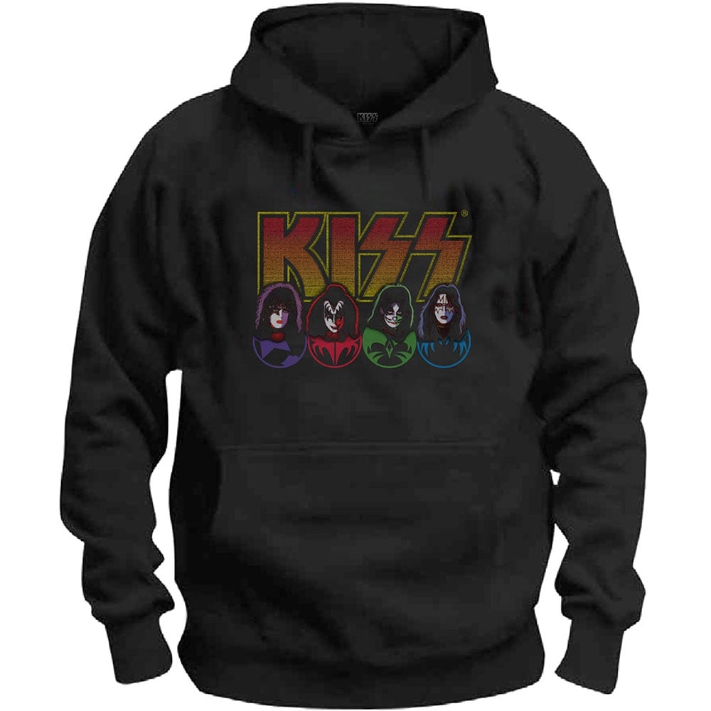 KISS Unisex Pullover Hoodie: Logo, Faces & Icons (Medium)