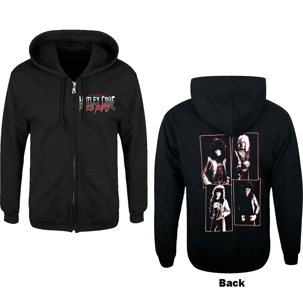 Motley Crue Unisex Zipped Hoodie: 40 Years (Back Print) (Small)