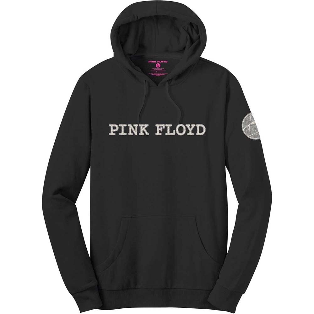 Pink Floyd Unisex Pullover Hoodie: Logo & Prism (Applique Motifs) (Large)