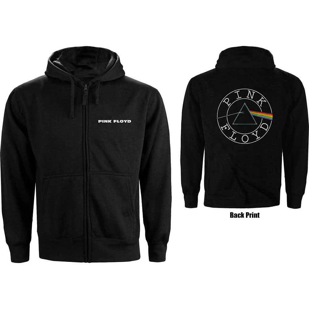 Pink Floyd Ladies Zipped Hoodie: Circle Logo (Back Print) (XX-Large)