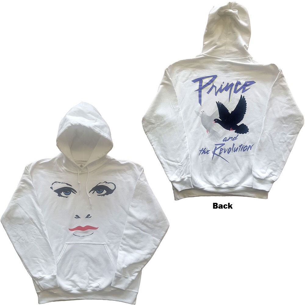 Prince Unisex Pullover Hoodie: Faces & Doves (Back Print) (Small)