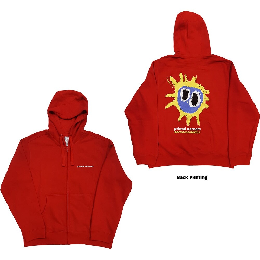 Primal Scream Unisex Zipped Hoodie: Screamadelica (Back Print) (Small)