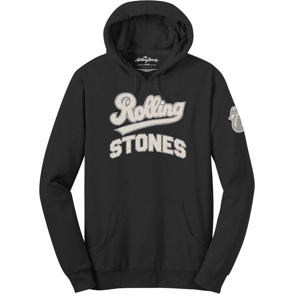 The Rolling Stones Unisex Pullover Hoodie: Team Logo & Tongue (Applique Motifs) (Medium)