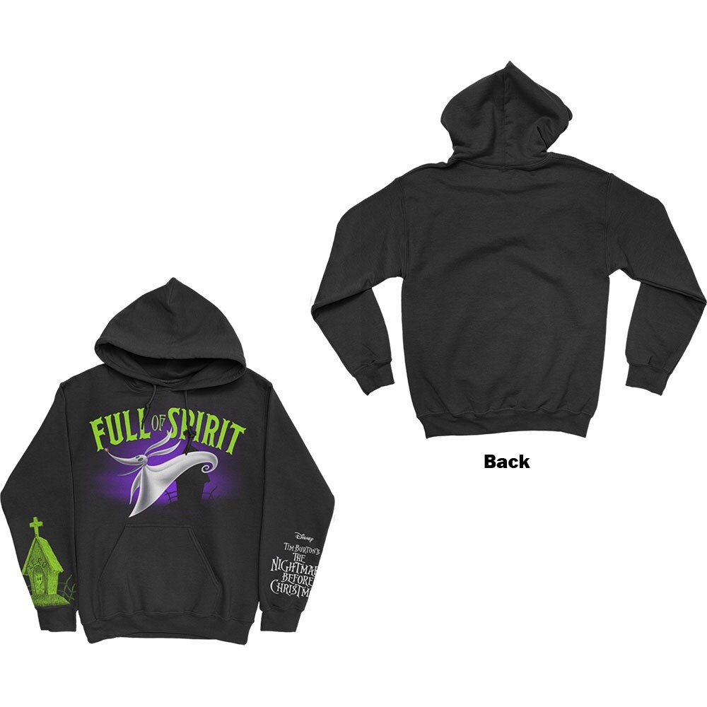Disney Unisex Pullover Hoodie: The Nightmare Before Christmas Full of Spirit (Sleeve Print) (Large)